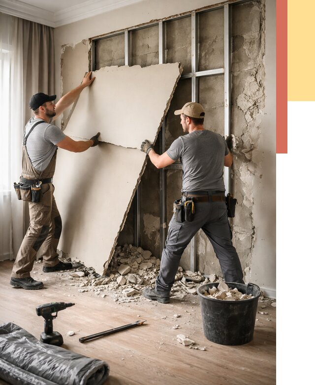 Демонтаж гипсокартона со стен в Шуе от 360 руб. — услуги демонтажа | ОТДЕЛОЧНИК-Шуя