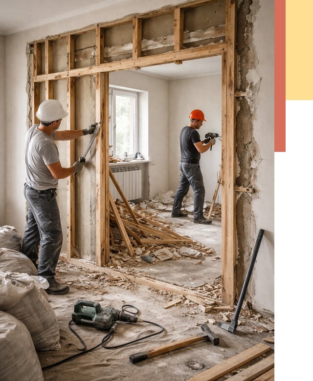 Демонтаж деревянных перегородок в Шуе от 3290 руб. — быстро и недорого | ОТДЕЛОЧНИК-Шуя