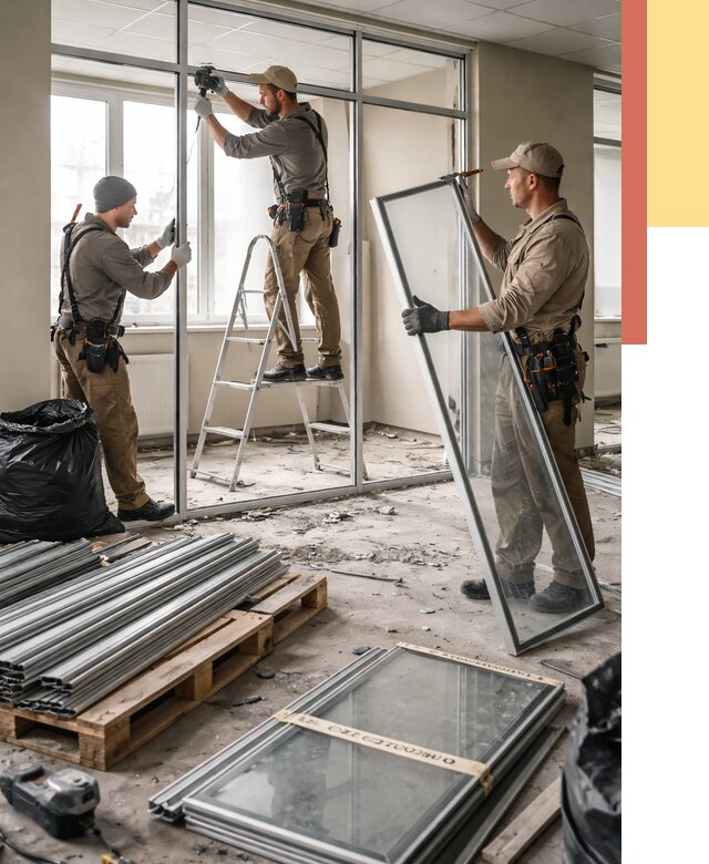 Демонтаж алюминиевых перегородок в Шуе от 4318 руб. — быстро и недорого | ОТДЕЛОЧНИК-Шуя