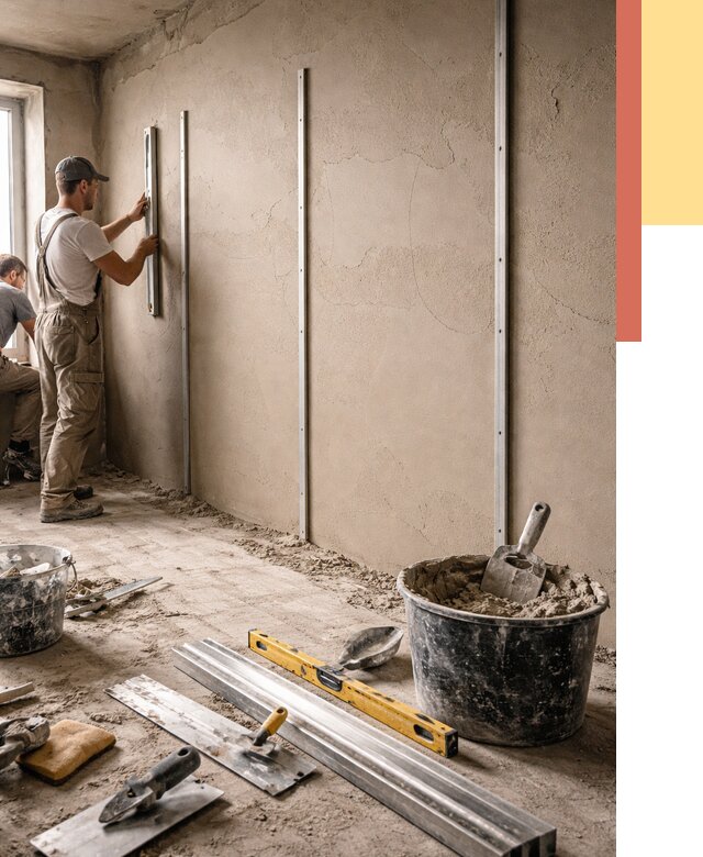 Штукатурка стен по маякам в Шуе от 5654 руб./м² — выравнивание под ключ | ОТДЕЛОЧНИК-Шуя