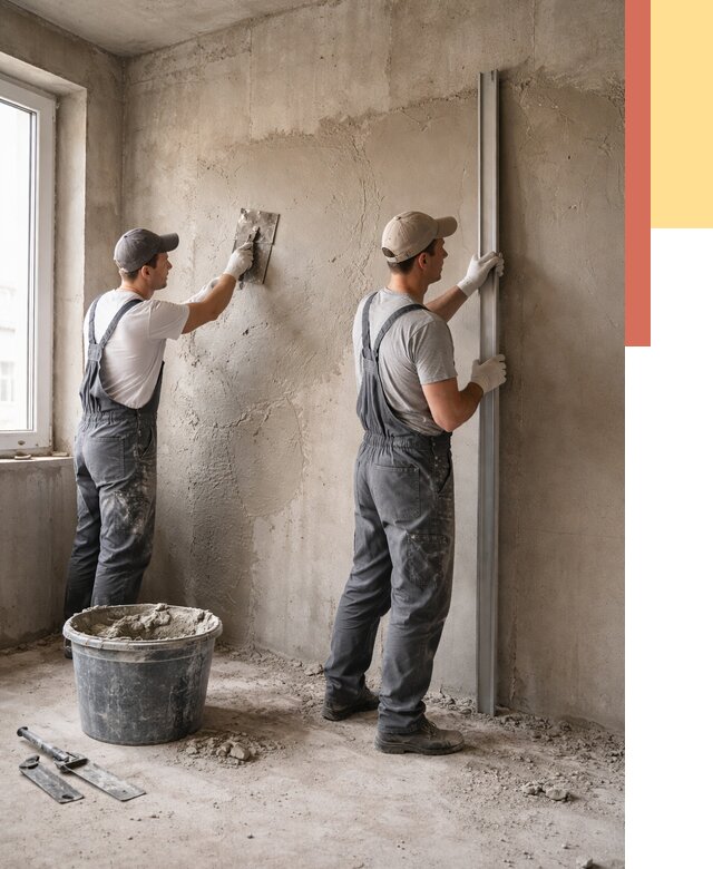 Штукатурка бетонных стен в Шуе от 4626 руб/м² — качественно и быстро | ОТДЕЛОЧНИК-Шуя
