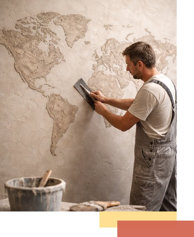 Декоративная штукатурка «Карта мира» под ключ в Шуе