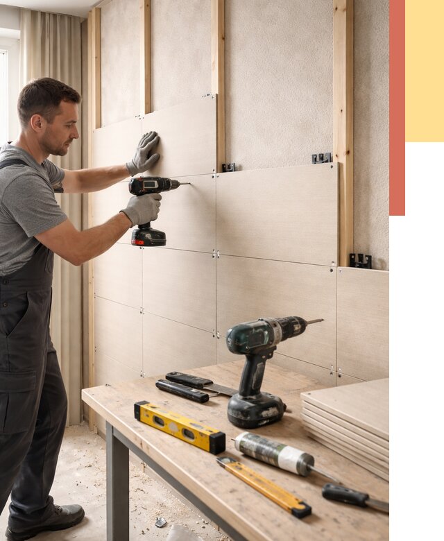 Монтаж МДФ панелей на стены в Шуе от 1285 руб. под ключ | ОТДЕЛОЧНИК-Шуя