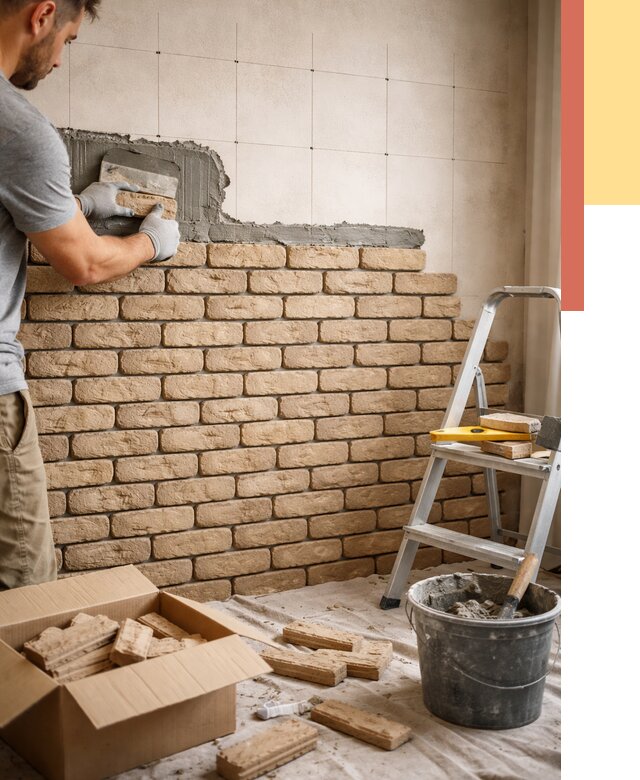 Монтаж декоративного кирпича в Шуе от 3290 руб./м² — быстро и недорого | ОТДЕЛОЧНИК-Шуя