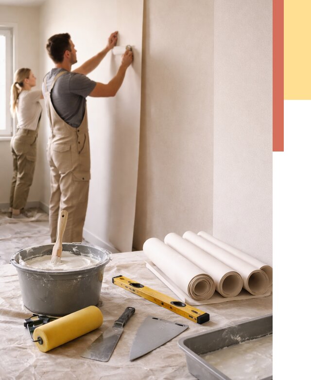 Поклейка бумажных обоев в Шуе от 5654 руб./м2 — быстро и недорого | ОТДЕЛОЧНИК-Шуя