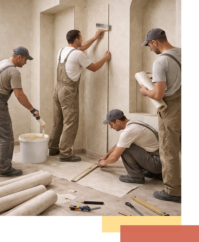 Поклейка обоев на сложные стены и неровные поверхности в Шуе