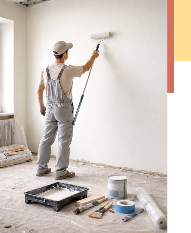 Покраска стен водоэмульсионной краской в Шуе от 463 руб. за м² | ОТДЕЛОЧНИК-Шуя