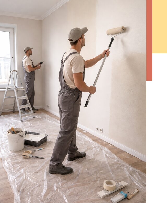 Покраска стен акриловой краской в Шуе от 3598 руб./м² — быстро и недорого | ОТДЕЛОЧНИК-Шуя