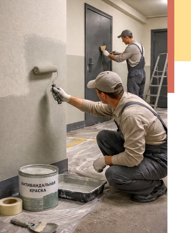 Покраска стен антивандальной краской в Шуе от 4626 руб./м² под ключ | ОТДЕЛОЧНИК-Шуя