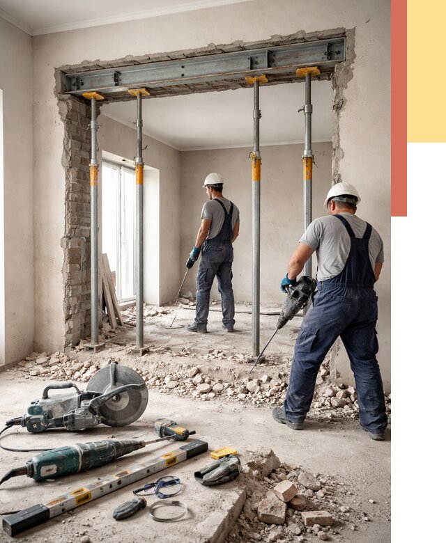 Прорезка проема в стене в Шуе от 4626 руб. — быстро и недорого | ОТДЕЛОЧНИК-Шуя