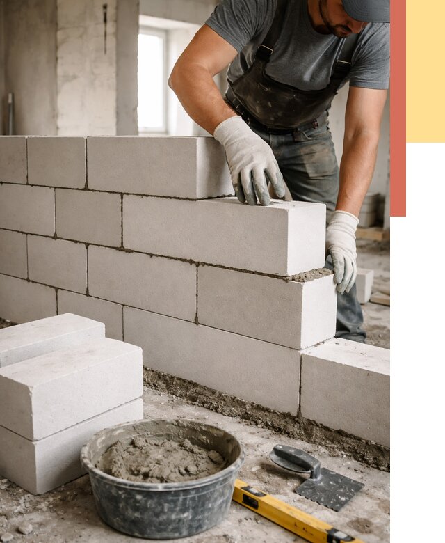 Кладка перегородок из силикатного блока в Шуе от 4112 руб. под ключ | ОТДЕЛОЧНИК-Шуя