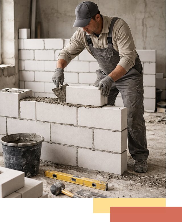 Кладка перегородок из силикатного блока в Шуе