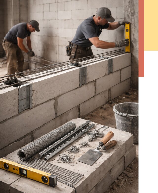 Армирование кладки перегородок в Шуе от 771 руб. под ключ | ОТДЕЛОЧНИК-Шуя