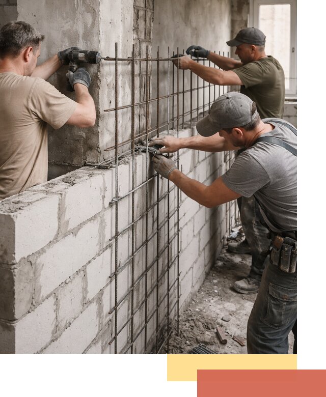 Армирование кладки перегородок в Шуе профессионально и надёжно