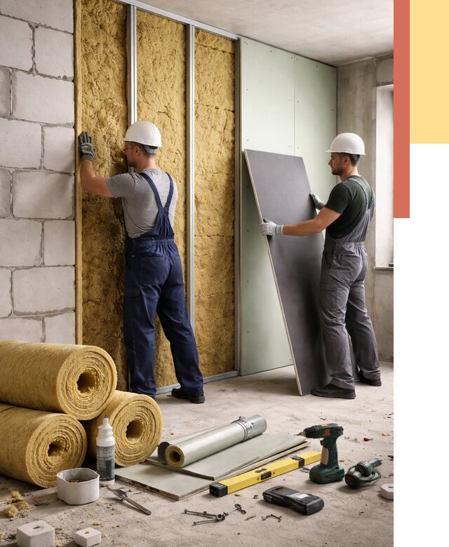 Шумоизоляция перегородок из блоков в Шуе от 1902 руб./м² — быстро и недорого | ОТДЕЛОЧНИК-Шуя