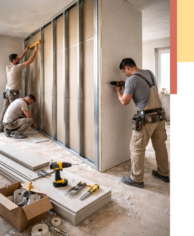 Монтаж однослойной перегородки из гипсокартона в Шуе от 668 руб. | ОТДЕЛОЧНИК-Шуя