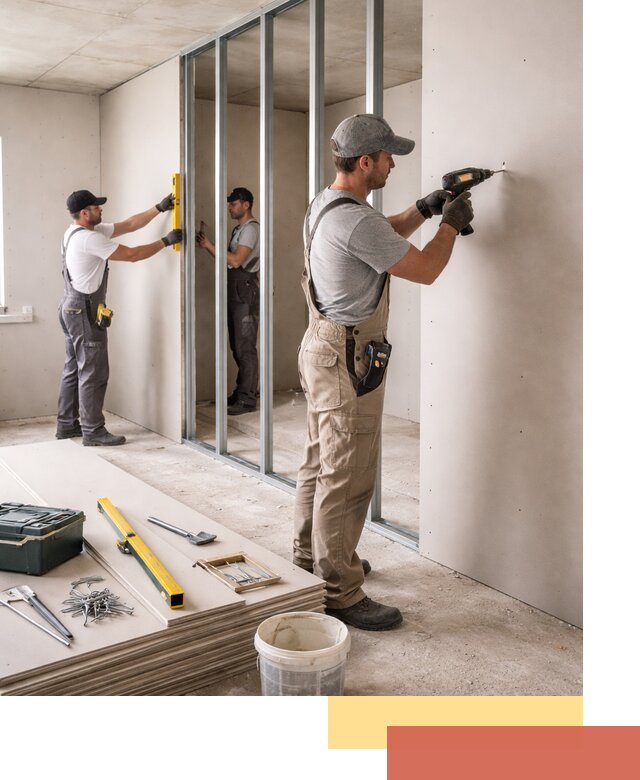 Однослойная перегородка из гипсокартона в Шуе под ключ, монтаж и отделка