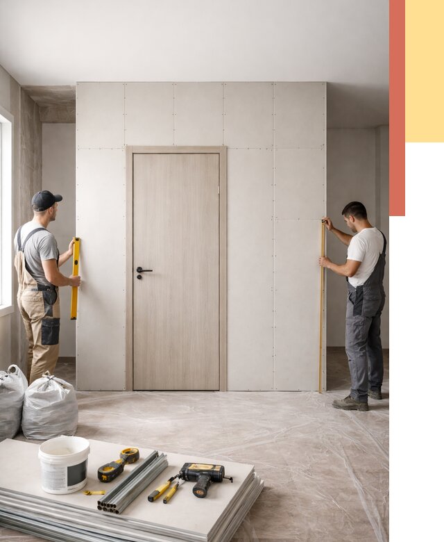 Перегородка из гипсокартона с дверью в Шуе от 4626 руб. под ключ | ОТДЕЛОЧНИК-Шуя