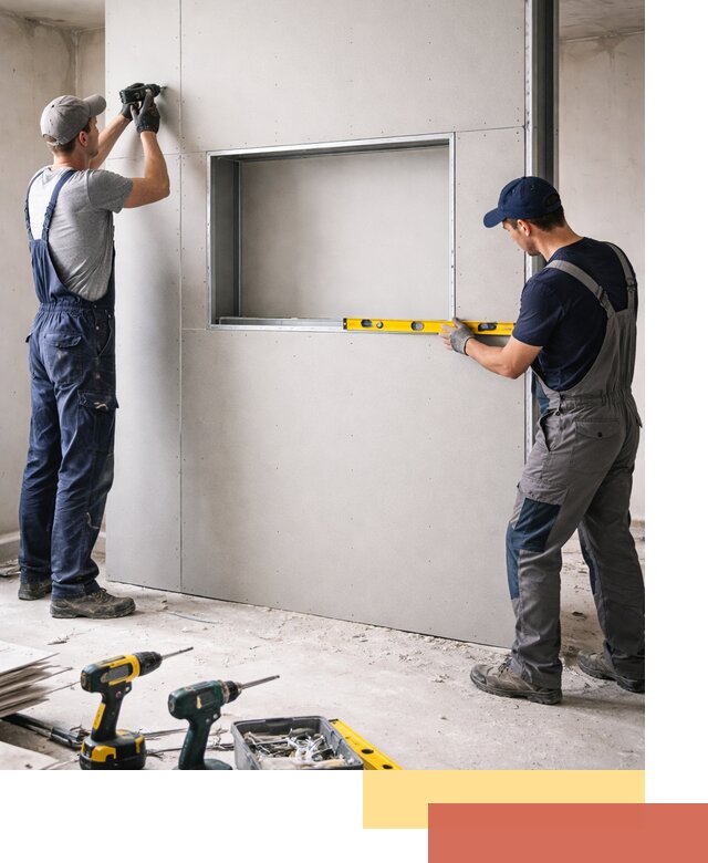 Перегородка из гипсокартона с нишей под декор в Шуе