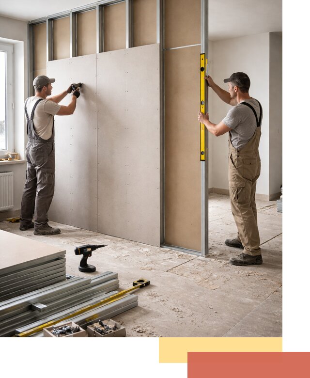 Зонирующая перегородка из гипсокартона под ключ в Шуе