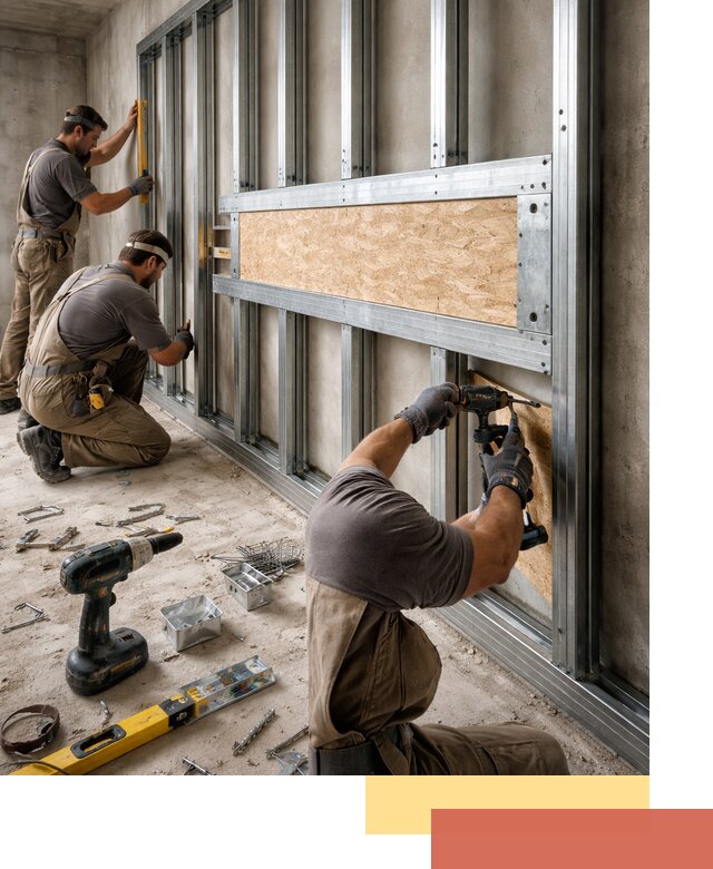 Усиленная перегородка для крепления тяжёлых конструкций в Шуе