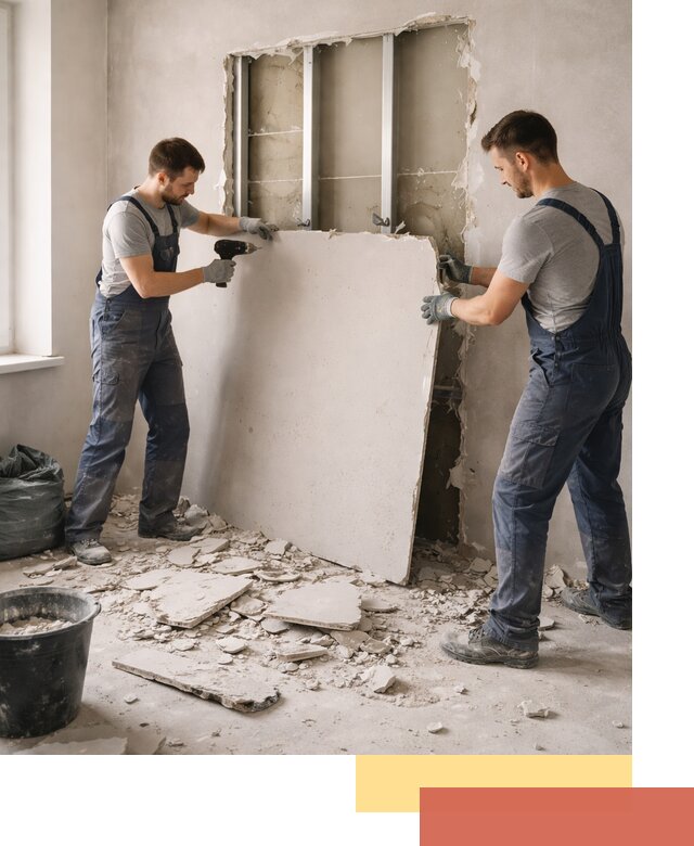 Демонтаж перегородки из гипсокартона в Шуе быстрый и аккуратный