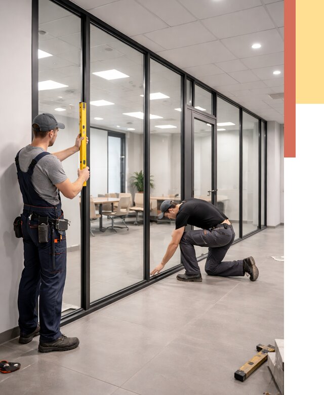 Каркасные стеклянные перегородки в Шуе под ключ от 9458 руб. | ОТДЕЛОЧНИК-Шуя