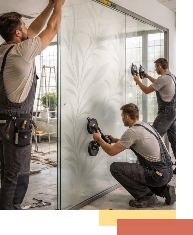 Стеклянные перегородки с рисунком на заказ в Шуе