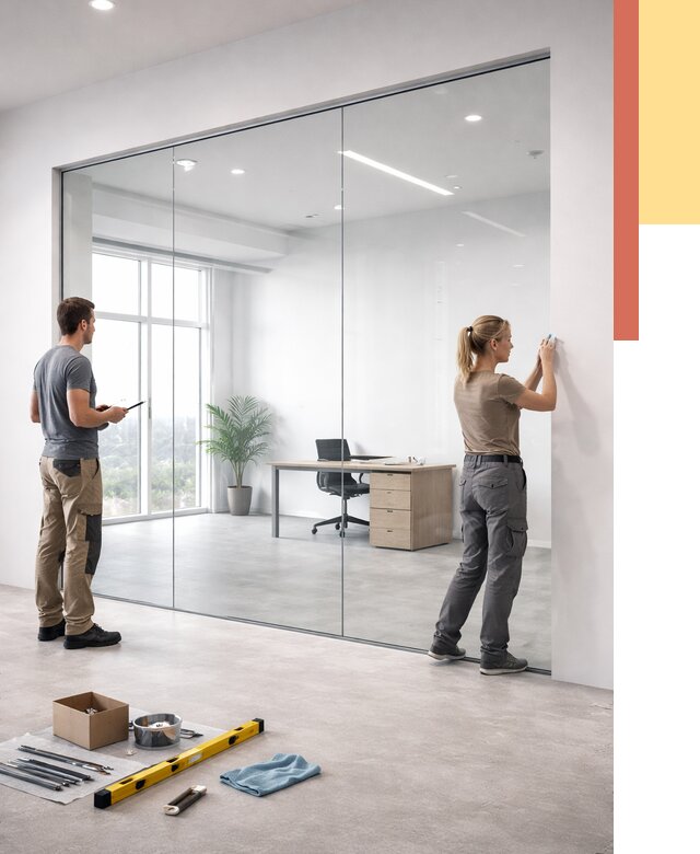 Перегородки из закаленного стекла в Шуе от 9766 руб. под ключ | ОТДЕЛОЧНИК-Шуя