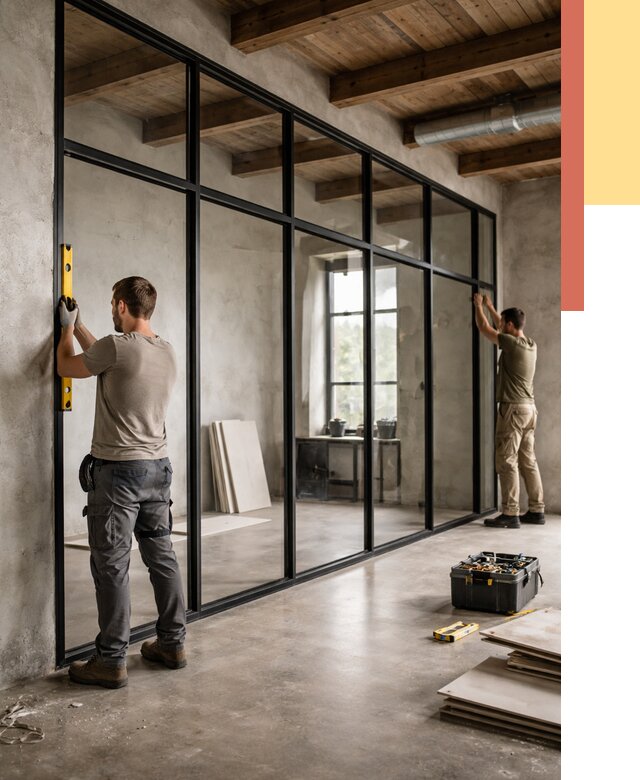 Стеклянные перегородки лофт в Шуе от 10794 руб. под ключ | ОТДЕЛОЧНИК-Шуя