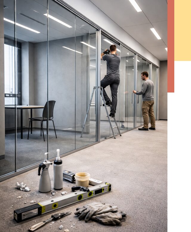 Стеклянные офисные перегородки в Шуе от 8738 руб. — монтаж и установка | ОТДЕЛОЧНИК-Шуя