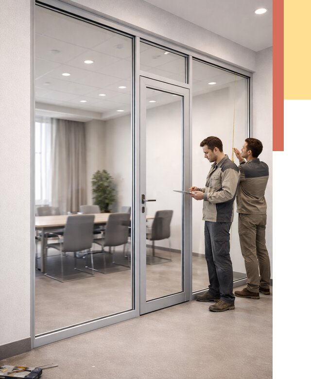 Установка и монтаж алюминиевых перегородок со стеклом в Шуе от 8430 руб. | ОТДЕЛОЧНИК-Шуя