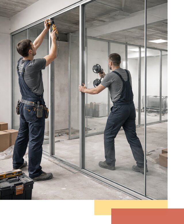 Алюминиевые перегородки со стеклом в Шуе — изготовление и монтаж