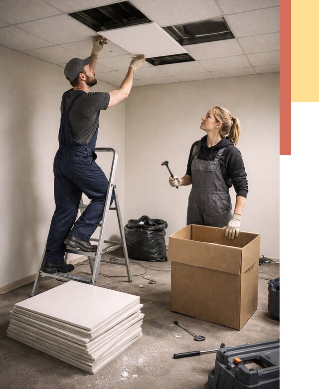 Демонтаж потолочной плитки в Шуе от 4626 руб. быстро и недорого | ОТДЕЛОЧНИК-Шуя