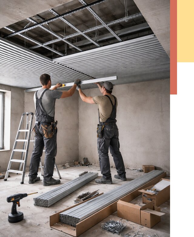 Монтаж реечного потолка в Шуе от 4626 руб. под ключ | ОТДЕЛОЧНИК-Шуя