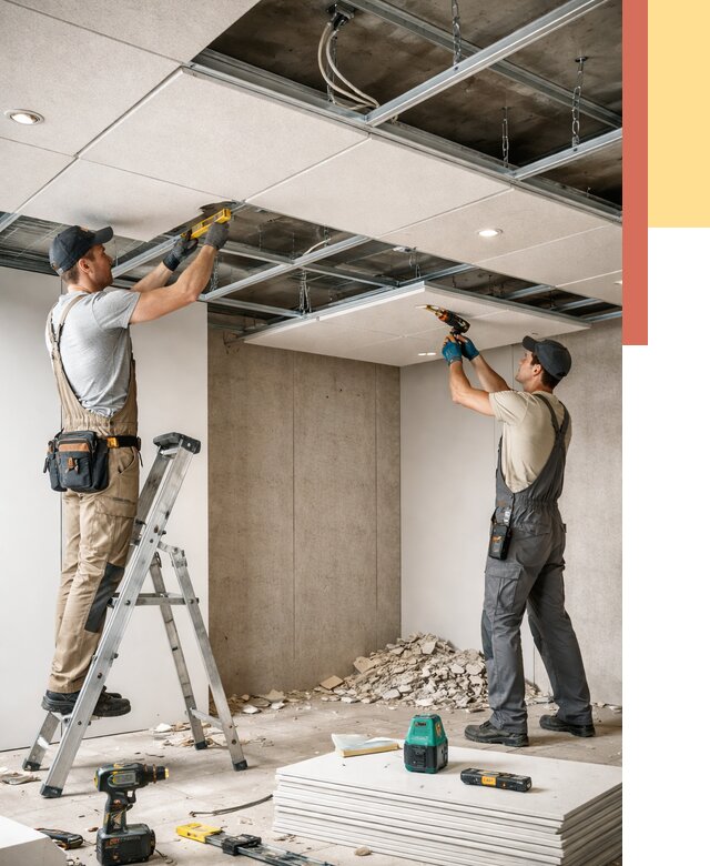 Монтаж акустического потолка в Шуе от 6682 руб/м2 — быстро и недорого | ОТДЕЛОЧНИК-Шуя