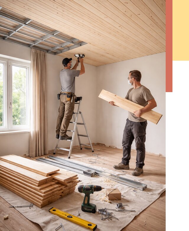 Монтаж потолка из вагонки в Шуе от 6682 руб. | Быстро и недорого — ОТДЕЛОЧНИК-Шуя