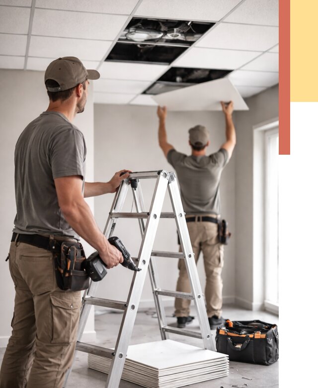 Обслуживание подвесного потолка в Шуе от 3598 руб. — быстро и недорого | ОТДЕЛОЧНИК-Шуя