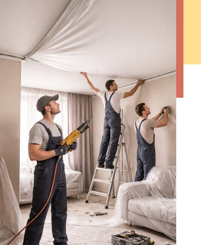 Установка натяжного потолка в Шуе от 4626 руб. | Быстро и недорого — ОТДЕЛОЧНИК-Шуя