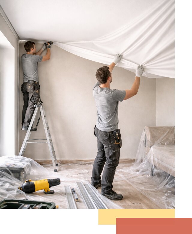 Монтаж тканевого натяжного потолка в Шуе недорого и быстро