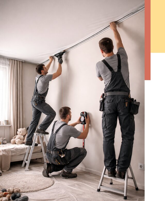 Монтаж натяжного потолка в детской в Шуе от 3598 руб. — быстро и недорого | ОТДЕЛОЧНИК-Шуя