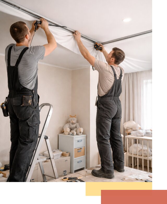 Монтаж натяжного потолка в детской комнате в Шуе