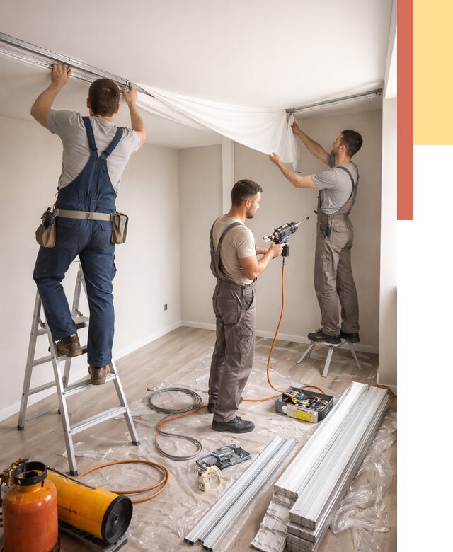 Монтаж натяжного потолка в студии в Шуе от 5654 руб. — быстро и недорого | ОТДЕЛОЧНИК-Шуя