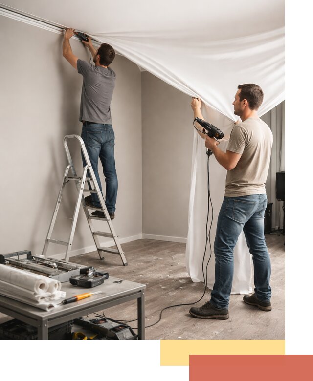 Монтаж натяжного потолка в студии в Шуе