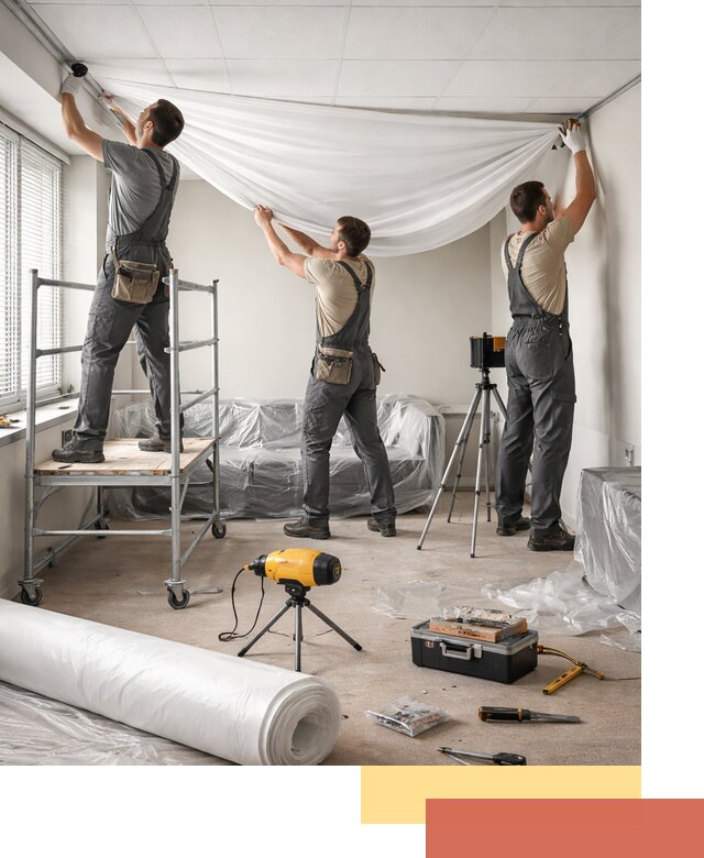 Монтаж натяжного потолка в офисе в Шуе