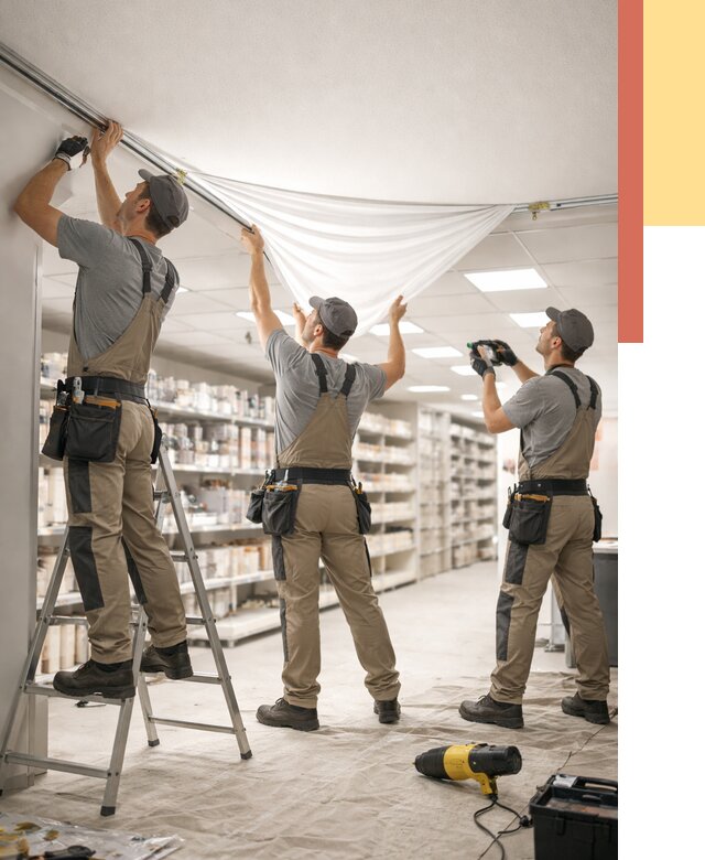 Монтаж натяжного потолка в магазине в Шуе от 4626 руб. быстро и недорого | ОТДЕЛОЧНИК-Шуя