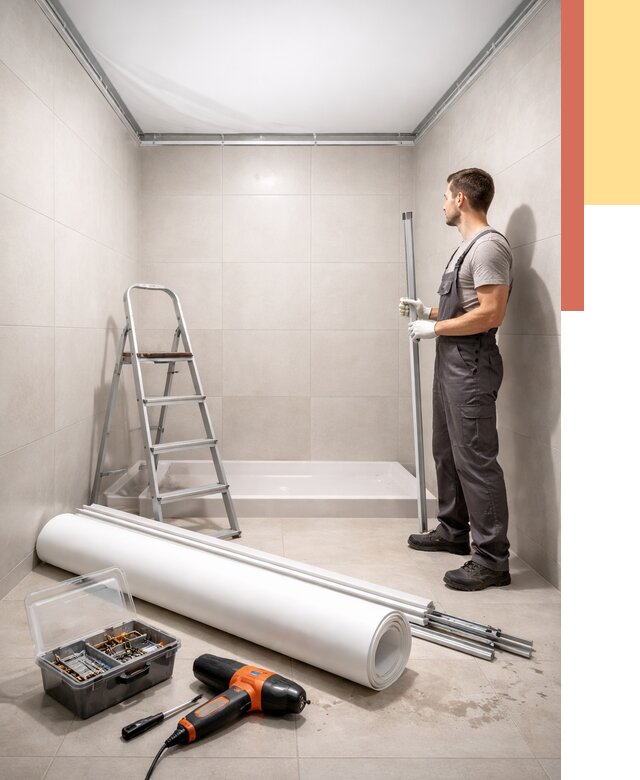 Монтаж натяжного потолка в санузле в Шуе от 1902 руб. — ОТДЕЛОЧНИК-Шуя