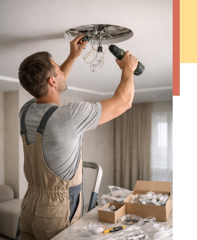 Установка люстры в натяжной потолок в Шуе от 1234 руб. | Быстро и недорого — ОТДЕЛОЧНИК-Шуя