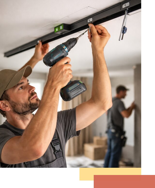 Установка трековых светильников в натяжной потолок в Шуе