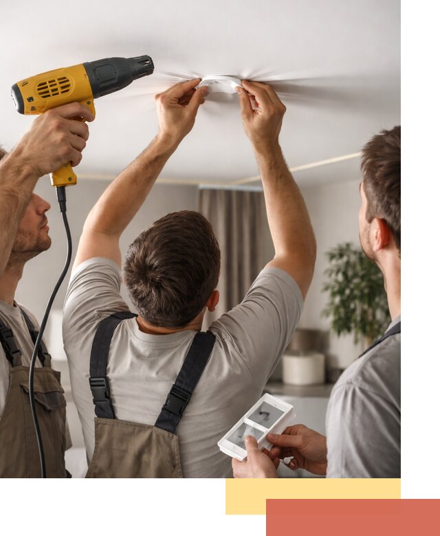 Ремонт прокола полотна натяжного потолка в Шуе